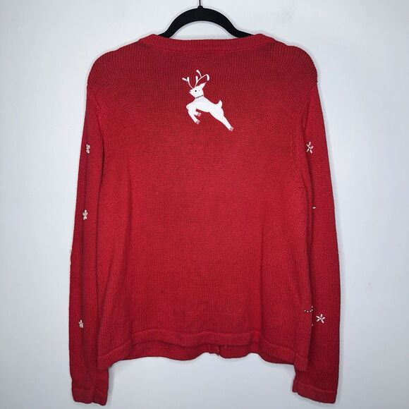 All Points By Reference Pointe Women’s Reindeer Christmas Sweater Red Size Large - Picture 4 of 5